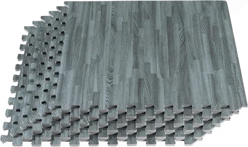 Vista 16 de Azulejos de espuma estampada de 3/8 de pulgada de grosor Forest Floor, tapetes de espuma de grano de madera entrelazados de primera calidad, piso