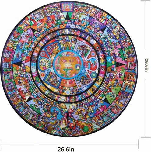 Vista 2 de Bgraamiens Puzzle-Aztec Totem - Rompecabezas redondo de 1000 piezas para adultos (Tótem azteca)