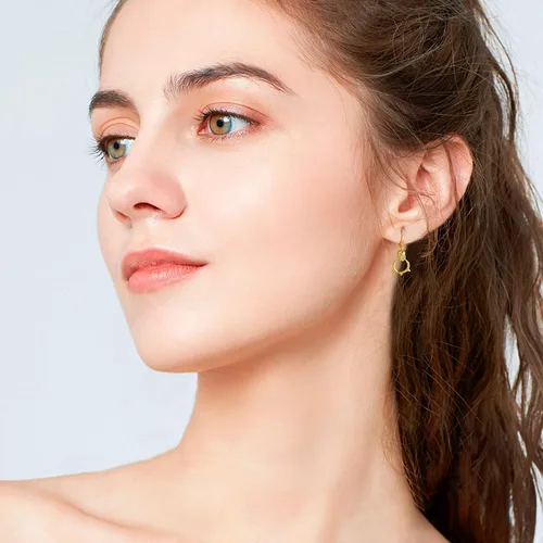 Vista 3 de Aretes de aro chapados en oro de 14 quilates con circonita cúbica colgantes, aretes tipo huggie para mujeres y niñas, Circonita cúbica, circonita