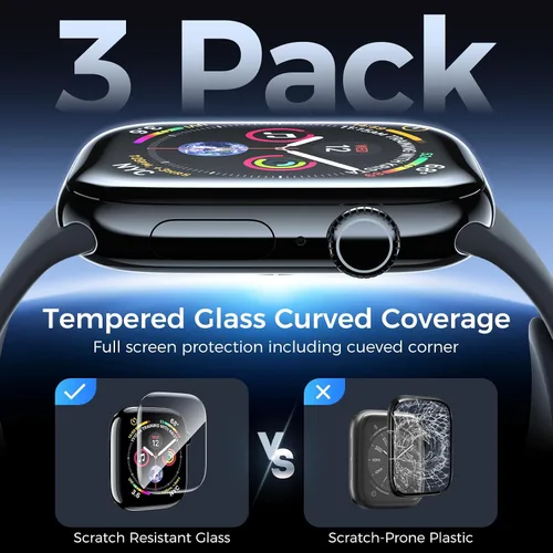 Vista 4 de Protector de pantalla de vidrio templado UV compatible con Apple Watch Series SE/6/5/4 de 40 mm, protector de pantalla iWatch sin burbujas