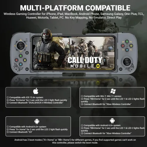 Vista 2 de arVin Mando móvil para juegos para iPhone iOS Android PC, Joystick inalámbrico para iPhone 14131211, iPad, MacBook, Samsung Galaxy S22S21S20, TCL