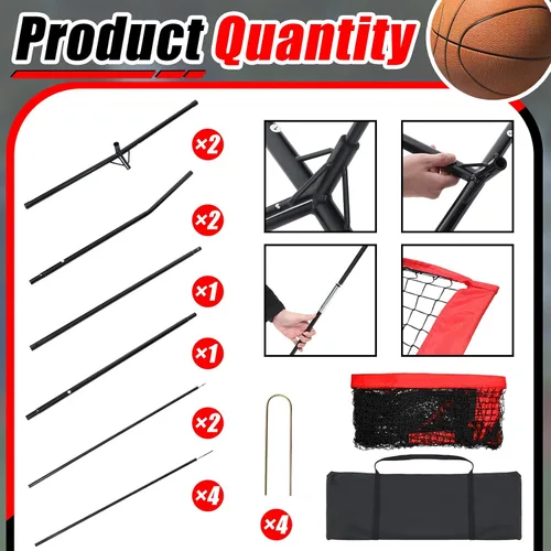 Vista 3 de Red de baloncesto de 20 x 10 pies, red de barrera deportiva para rebote de patio trasero para proteger el rebote y el retorno del baloncesto