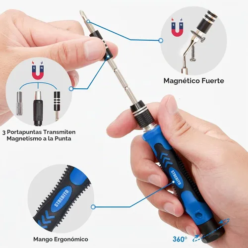 Vista 4 de Destornillador de precisión electrónica de 142 piezas con kit de herramientas de reparación magnética de 120 puntas para iPhone, MacBook