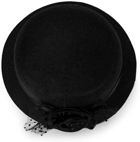 Vista 6 de IZONHERE Sombrero de iglesia para mujer con flor de encaje para boda, novia, fiesta de té vintage