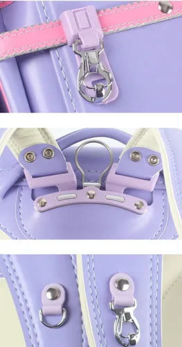 Vista 6 de randoseru ransel bolsos escolares japoneses de lujo para niños niñas gran capacidad Senior PU cuero ligero mochila, Cereza, Viajar