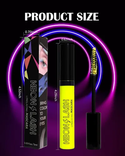 Vista 8 de Máscara de pestañas de color con brillo UV, volumen y longitud, 3 unidades, amarillo, verde, naranja, resistente al agua, para pestañas, rizado