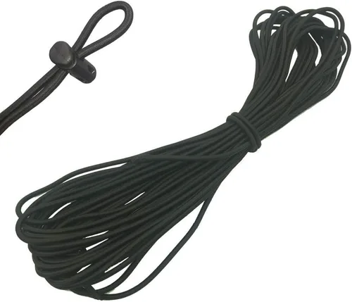 Vista 2 de Cordón elástico redondo elástico negro pesado de 1/8 pulgadas (0.118 in) (corte de 10 yardas)