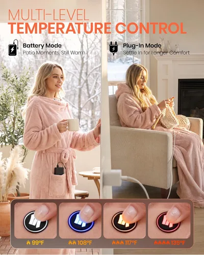 Vista 5 de Manta térmica eléctrica con bolsillos para los pies, regalo para Rosa
