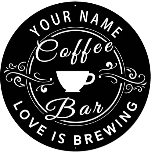 Vista 9 de Letrero de metal personalizado para barra de café, varios tamaños, placa de pared para decoración de cocina, regalos personalizados para amantes
