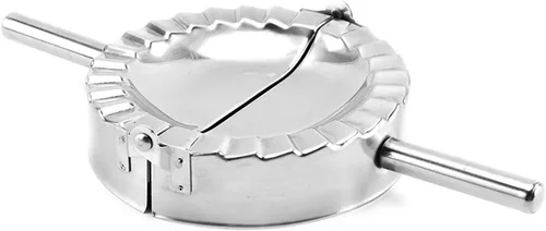 Vista 5 de Fabricante de empanadas de acero inoxidable de 5 pulgadas y toalla de limpieza, herramienta de molde Pierogi para ravioles, cortador de masa