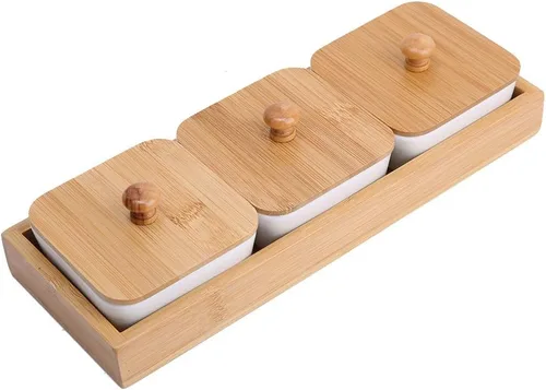 Vista 5 de TOPINCN Plato de cerámica para servir, plato rectangular con cubierta de bandeja, plato de postre para fiestas, aperitivos y cenas