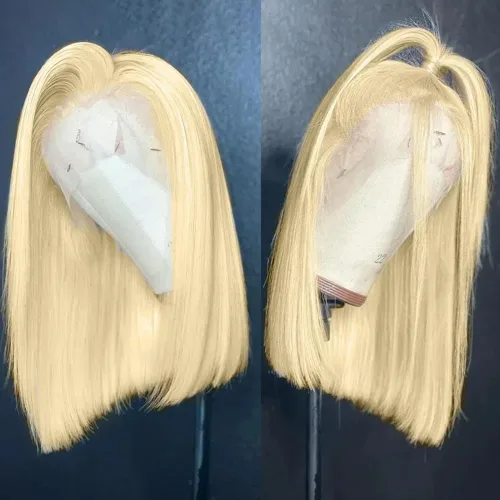 Vista 13 de Pelucas de cabello humano lacio marrón rojizo de 8 pulgadas, #33 13x4 HD, transparente, color marrón rojizo, peluca frontal de encaje frontal