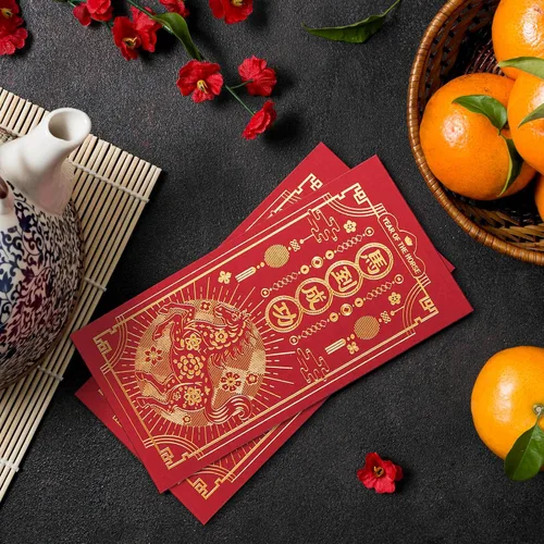 Vista 2 de Sobres rojos de año nuevo chino, 36 paquetes rojos de Año Nuevo Lunar 2026, Hong Bao con diseño de lámina dorada, sobres de dinero de regalo, año