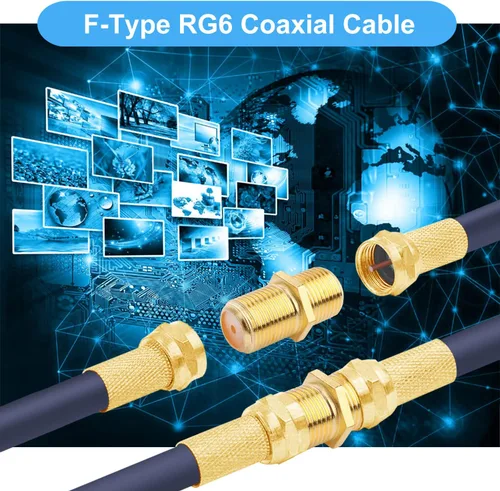 Vista 2 de Conector de cable coaxial Tipo F RG6 Adaptador de extensión de cable (paquete de 10)