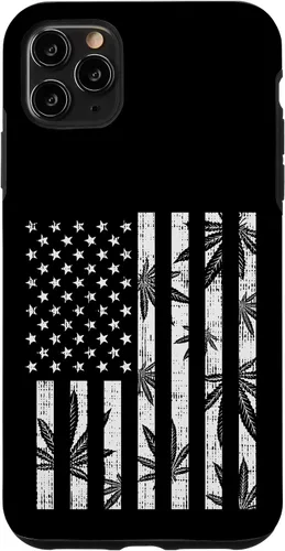 Vista 11 de Funda para iPhone 14 Weed Bandera de Estados Unidos Retro Marihuana Cannabis Patriot Stoner