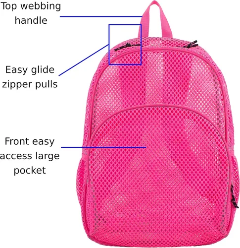 Vista 4 de Eastsport, mochila Bungee de malla, con tirantes acolchados, Rosado), 113960-ENR