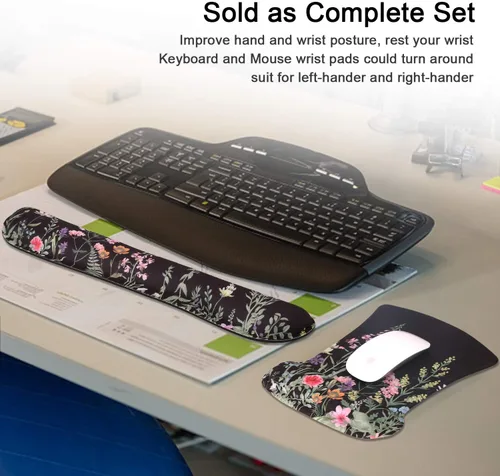 Vista 6 de iCasso Alfombrilla para mouse y reposamuñecas para teclado, reposamuñecas para teclado de computadora, hecha de espuma viscoelástica con soporte