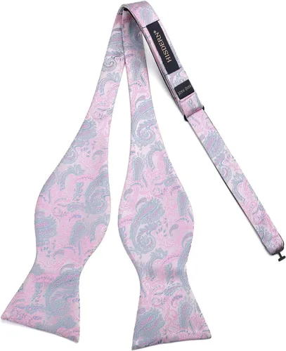 Vista 108 de HISDERN Pajaritas para hombre, corbatín de cachemira para hombre, corbata de lazo y bolsillo cuadrado, juego formal de esmoquin para boda