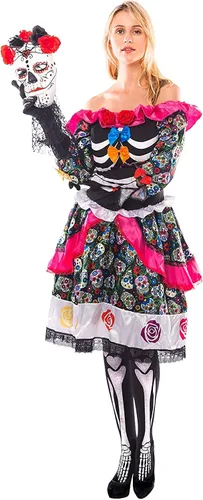 Vista 5 de Disfraz de Halloween para mujer del Día de los Muertos