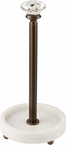 Vista 9 de Mud Pie Soporte de toalla de papel de mármol con perilla de cristal