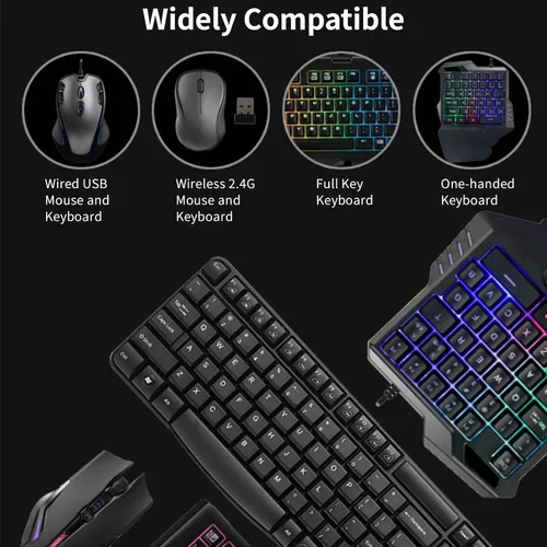 Vista 4 de Convertidor de teclado y ratón, adaptador de teclado USB C portátil y mouse para controladores de juego de retardo, convertidor de adaptador