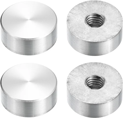 Vista 18 de uxcell M6 Rosca 0.787 in de diámetro de forma redonda de aluminio disco hardware 1pcs, aluminio círculo disco vidrio adaptador superior para mesa