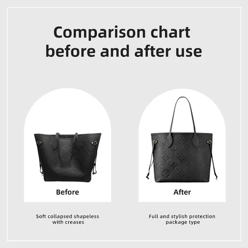 Vista 4 de DGAZ Organizador de bolso para bolsas LV Neverfull MiniPMMMGM, organizador de bolsas de seda, bolso de lujo y moldeador de bolsas (GM, negro)