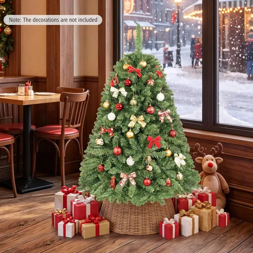 Vista 5 de HAPPYGRILL Árbol de Navidad artificial de 4 pies, árbol de Navidad sin Verde