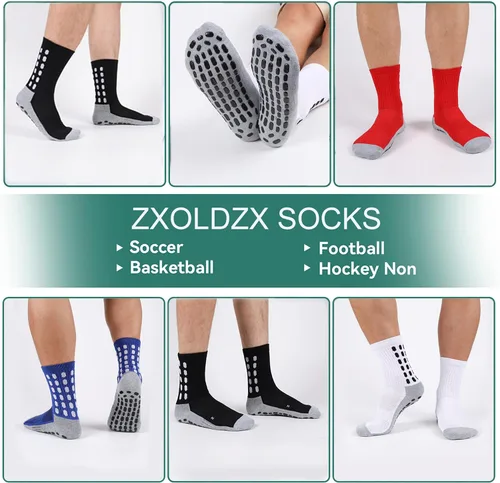 Vista 5 de 246 Pairs Men's Soccer Socks Grip Pads Non Slip Football Baseball Soccer Socks for Men Women