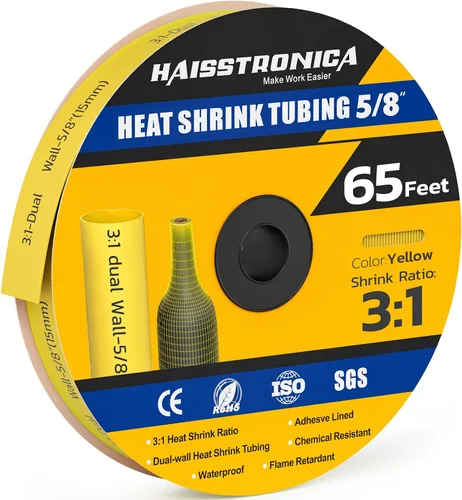 Vista 47 de haisstronica Tubo termorretráctil 3:1, relación de encogimiento, tubo termorretráctil de grado marino forrado con adhesivo para el hogar, automoción
