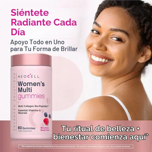 Vista 8 de NeoCell Gomitas multivitamínicas para mujer 80 gomitas Multi con colágeno avanzado con minerales esenciales Sabor a bayas