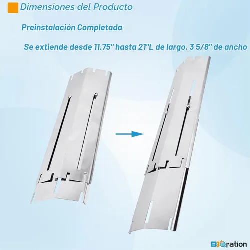 Vista 2 de Paquete de 4 placas térmicas universales para parrilla que se extienden de 11.75 a 21 pulgadas, protector térmico ajustable de acero inoxidable