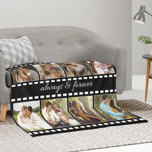 Vista 5 de Mantas personalizadas con fotos, regalos personalizados para parejas, manta con fotos personalizada, regalos para siempre y para siempre, regalo