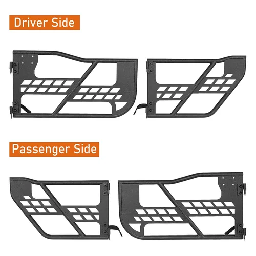 Vista 6 de Hooke Road para Jeep Wrangler JK - Puertas tubulares de medio camino para todo terreno, compatibles con Jeep Wrangler JK Unlimited de 4 puertas