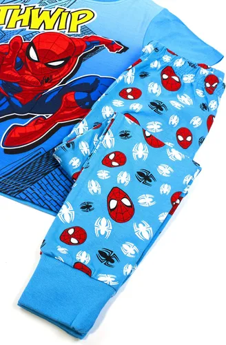 Vista 5 de Marvel Spider-Man Pyjamas Comic Kids Boys Blue Long PJ Nightwear
