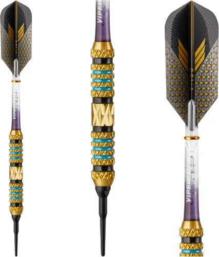 Vista 15 de Viper Wizard Soft Tip Darts, Brass Alloy Barrels with Diamond-Cut Etchings and Knurled Rings