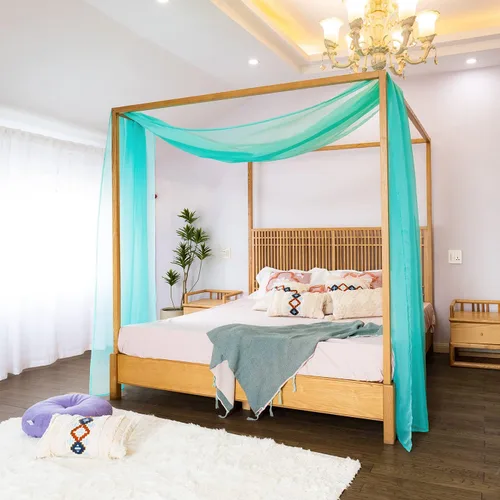 Vista 11 de Linentalks Cortinas de cama negras para cama individual, bufanda de cama transparente de lujo, cortinas de cama con cenefa, cortinas de cama
