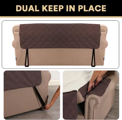 Vista 5 de PrinceDeco Fundas 100% impermeables para sofá biplaza de 2 cojines, fundas impermeables y lavables para sofá con bolsillo lateral, protector
