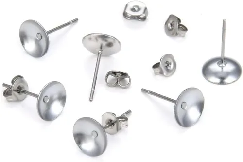 Vista 8 de 100 aretes de acero inoxidable 316 Adabele 316, almohadilla de 0.118