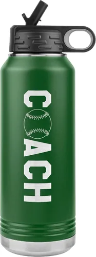 Vista 12 de Botella de agua de entrenador de béisbol, 32 onzas, con tapa abatible de acero inoxidable grabada, con pajita, regalo de entrenador de béisbol, Negro