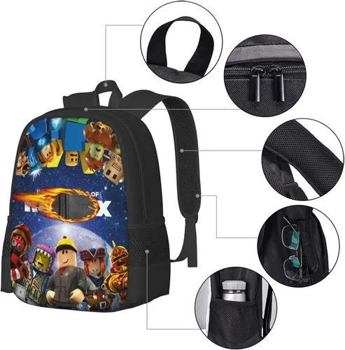 Vista 4 de VICTOMERS Mochila para juegos de 16.5 pulgadas, impresa en 3D, mochila ligera de gran capacidad, mochila casual para adultos, Mochila- 1, Mochilas