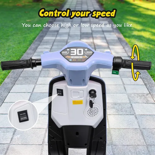 Vista 3 de Motocicleta para niños, ciclomotor eléctrico de 24 V 250 W para Azul