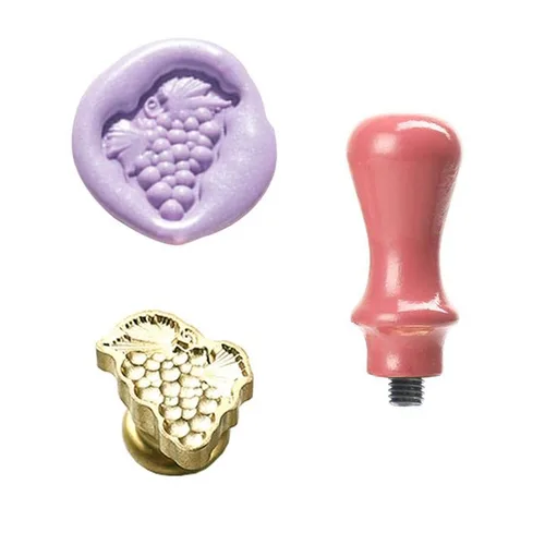 Vista 7 de Kit de sellado de cera con diseño de fresa en relieve, cabeza de sello de cera, mango de madera para tarjetas, sobres, decoración