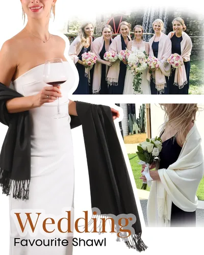 Vista 5 de Chales de seda Pashmina para mujer, como regalos de boda, para la novia, dama de honor, vestimenta de noche