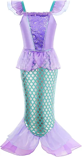 Vista 2 de Uhdear Disfraz de sirena de princesa para niñas con accesorios