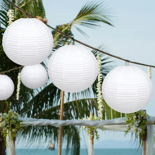 Vista 6 de Retisee 8 linternas de papel blancas gigantes de 30 pulgadas, grandes linternas de papel chinas, japonesas, decoración para el hogar, boda, fiesta