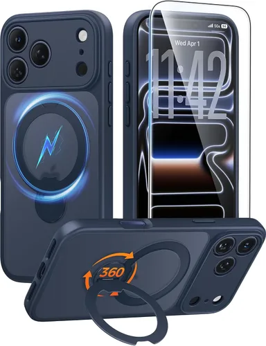 Vista 70 de FNTCASE Funda para Samsung Galaxy Z Flip 8 con soporte magnético giratorio de 360 grados, color negro Compatible con MagSafe, protección completa