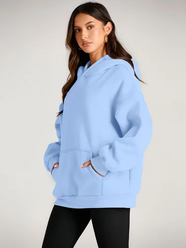 Vista 3 de EFAN - Sudadera con capucha para mujer - Sudadera de vellón sobredimensionada con mangas largas para otoño e invierno, ropa de moda inspirada