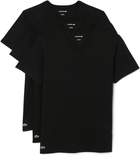 Vista 6 de Lacoste Camiseta interior 100% algodón con cuello en V para hombre, 3 unidades Negro