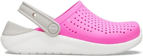 Vista 2 de Crocs Kids LiteRide Clog Zapato atlético casual para niños y niñas, azul marino y blanco.